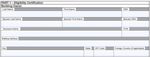 Screenshot of tax form for building owner information